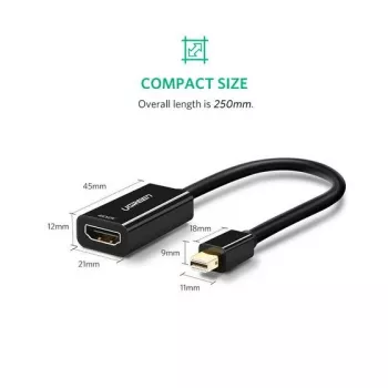 Ugreen 40360 Mini DisplayPort uz HDMI video adapteris 0.25 m melns