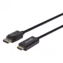 Manhattan DisplayPort 1.2 uz HDMI kabelis, 4K@60Hz, 1m, vīrietis pret vīrieti, DP ar fiksatoru, melns, nav divvirzienu, trīs gadu garantija