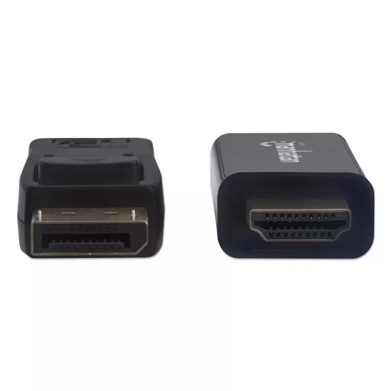 Manhattan DisplayPort 1.2 uz HDMI kabelis, 4K@60Hz, 1m, vīrietis pret vīrieti, DP ar fiksatoru, melns, nav divvirzienu, trīs gadu garantija