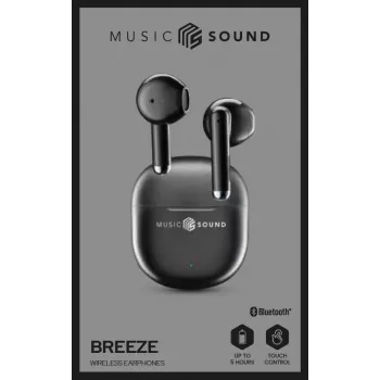 Music Sound Breeze kapsulas stila Bluetooth austiņas ar krāsainu maciņu