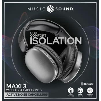 Music Sound MAXI3 bezvadu austiņas ar aktīvo trokšņu slāpēšanu