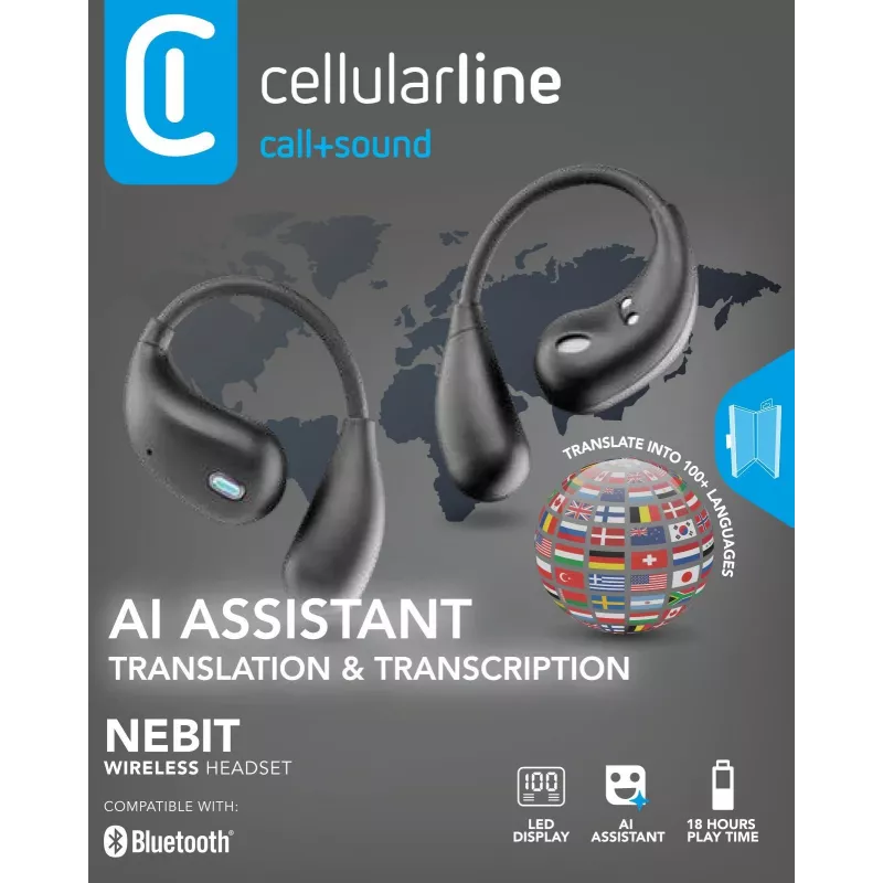 Cellularline Nebit – TWS tulkošanas austiņas NEBIT ar reāllaika tulkošanu