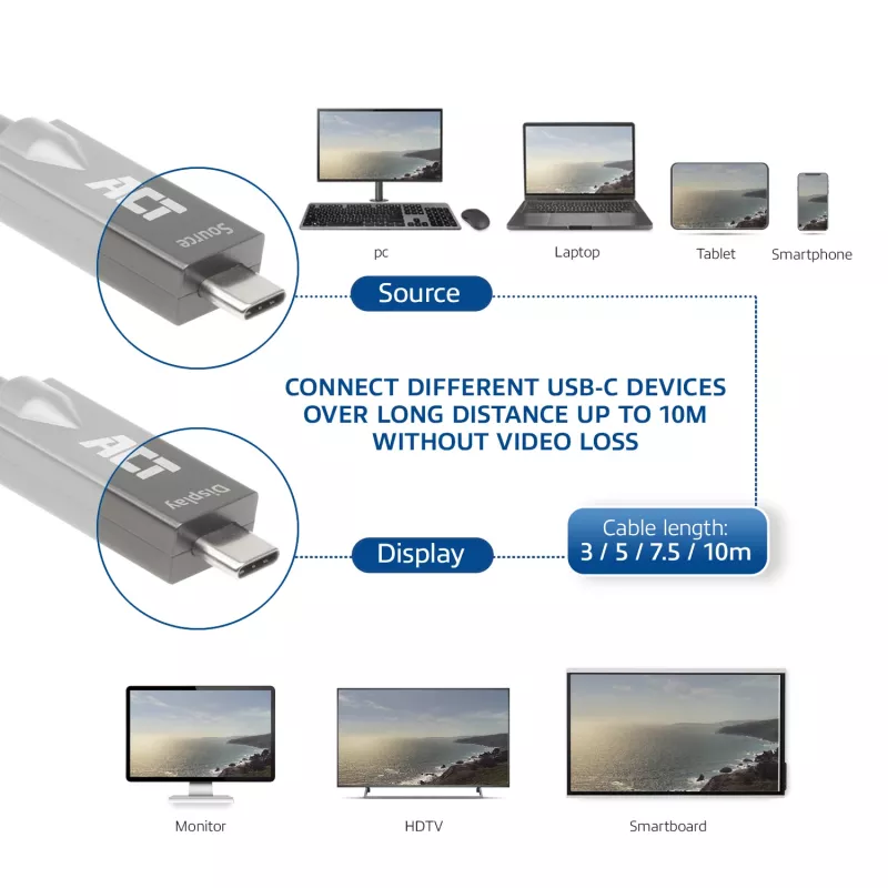 ACT USB-C 3.2 Gen2 aktīvais optiskais kabelis (AOC), 10m