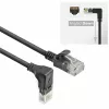 ACT Black 1.5 metri U/UTP CAT6A LSZH plānais tīkla kabelis ar RJ45 savienotājiem 90° leņķī uz leju līdz taisnam