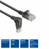 ACT Black 1.5 metri U/UTP CAT6A LSZH plānais tīkla kabelis ar RJ45 savienotājiem 90° leņķī uz leju līdz taisnam