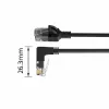 ACT Black 1.5 metri U/UTP CAT6A LSZH plānais tīkla kabelis ar RJ45 savienotājiem 90° leņķī uz leju līdz taisnam