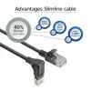 ACT Black 1.5 metri U/UTP CAT6A LSZH plānais tīkla kabelis ar RJ45 savienotājiem 90° leņķī uz leju līdz taisnam