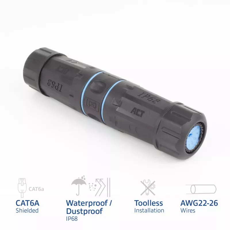 ACT SD6521 CAT6A āra IP68 kabeļu savienotājs