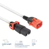 ACT barošanas vads C14 IEC Lock+ Dual Locking - C15 IEC Lock+ balts 2 m, PC3875