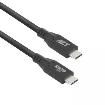 ACT USB 3.0 10Gbps 60W USB Type-C kabelis, 1 metrs, USB C – USB C, USB 3.2 Gen 2 (3.1 Gen 2), 10 Gbit/s, Melns
