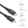 ACT USB 3.0 10Gbps 60W USB Type-C kabelis, 1 metrs, USB C – USB C, USB 3.2 Gen 2 (3.1 Gen 2), 10 Gbit/s, Melns