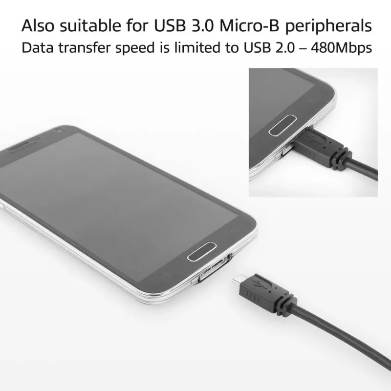 ACT USB Type-C sievišķais uz USB micro B 2.0 vīrišķais adaptera kabelis 0.2m