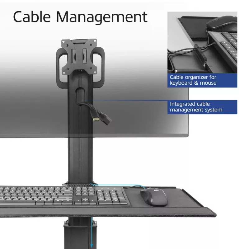 ACT Mobilā darbstacija vienam monitoram ar CPU stiprinājumu, tastatūras un peles paplāti