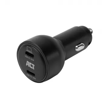 ACT 2-portu USB-C ātrais auto lādētājs 95W ar Power Delivery PPS, Quick Charge un GaNFast