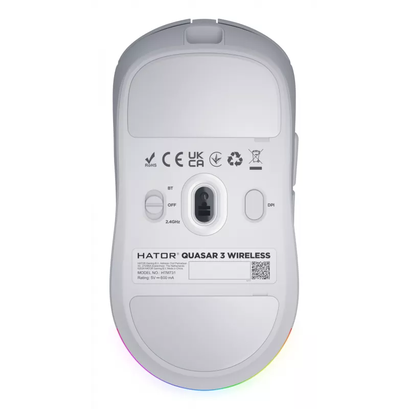 HATOR Quasar 3 Wireless peles Gaming ambidextrous RF Bezvadu + Bluetooth + USB Type-A optiskā 12000 DPI