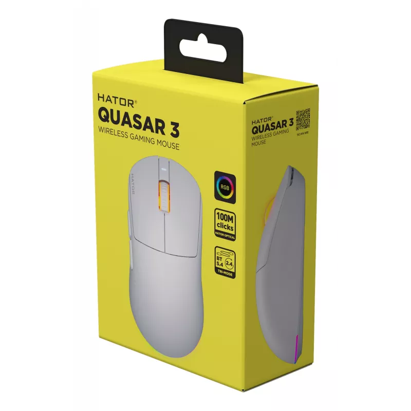 HATOR Quasar 3 Wireless peles Gaming ambidextrous RF Bezvadu + Bluetooth + USB Type-A optiskā 12000 DPI
