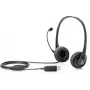 HP Stereo USB Austiņas, Vadu, Birojs/Zvanu centrs, 20 - 20000 Hz, 110 g, Galvas saite, Melna