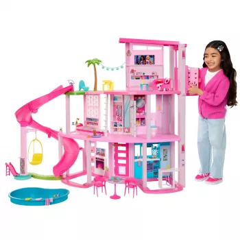 Barbie Dreamhouse leļļu māja ar baseinu un slidkalniņu - 75+ detaļas (HMX10)