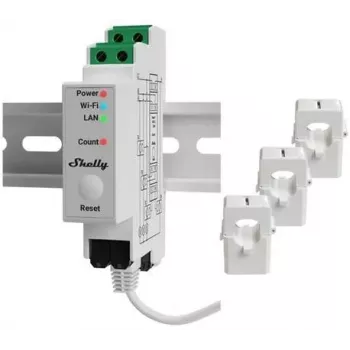 Shelly Pro 3EM 120A v2 trīsfāžu viedais enerģijas skaitītājs (DIN sliede)