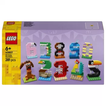 LEGO 40807 Dzimšanas dienas cipari - Uzbūvējami dzīvnieku tortes rotājumi (281 gab.)