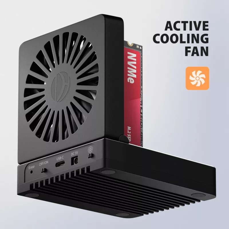 AXAGON ADSA-M2C44 USB4 40Gbps 4-Bay M.2 NVMe SSD Docking Station ar Offline Klonēšanas Funkciju, Alumīnijs, Aktīvā Dzesēšana