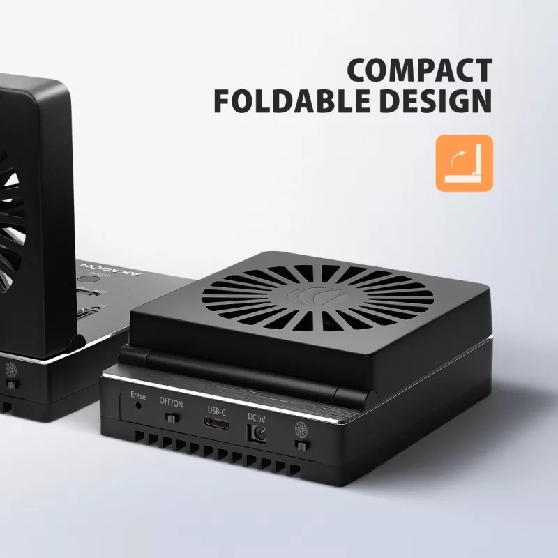 AXAGON ADSA-M2C44 USB4 40Gbps 4-Bay M.2 NVMe SSD Docking Station ar Offline Klonēšanas Funkciju, Alumīnijs, Aktīvā Dzesēšana