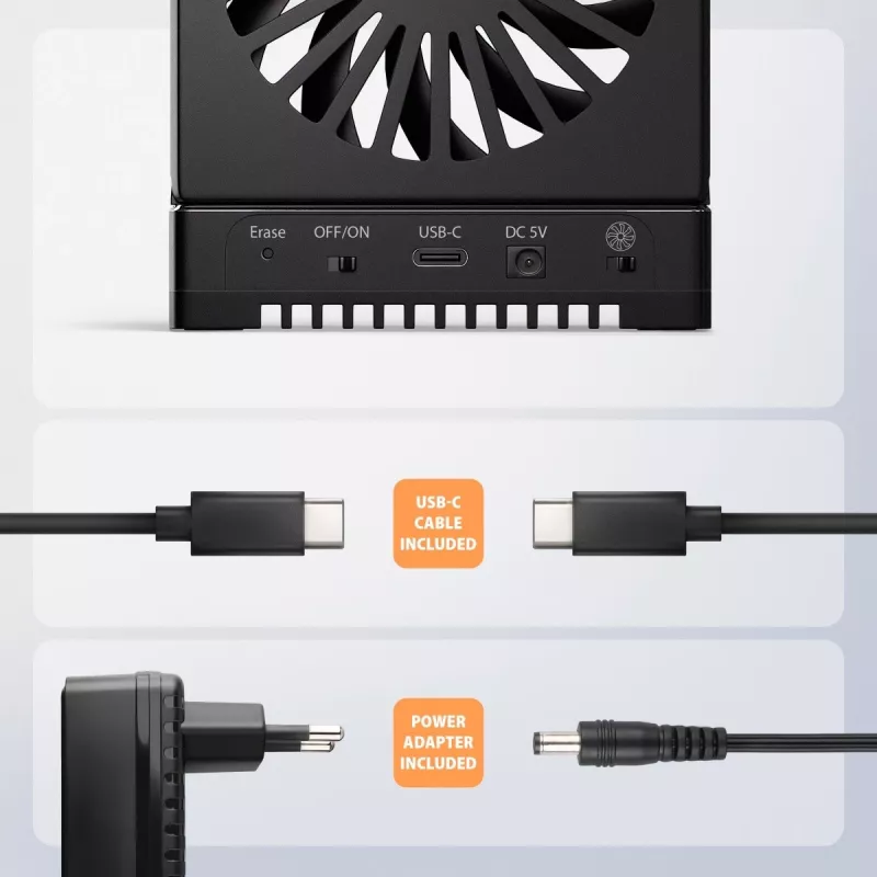 AXAGON ADSA-M2C44 USB4 40Gbps 4-Bay M.2 NVMe SSD Docking Station ar Offline Klonēšanas Funkciju, Alumīnijs, Aktīvā Dzesēšana