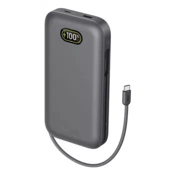 Belkin UltraCharge Pro Laptop Power Bank 27K 27000mAh 240W ar integrētu USB-C kabeli un digitālo displeju Charcoal