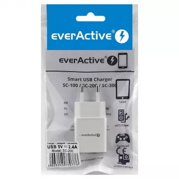 everActive SC-200 USB-A sienas lādētājs 2.4A 12W Balts