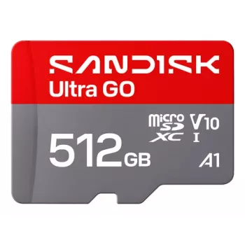 SanDisk Ultra GO microSDXC 512GB UHS-I U1 V10 A1 — līdz 190 MB/s lasīšana, ar SD adapteri, SDSQUGN-512G-GN6MN
