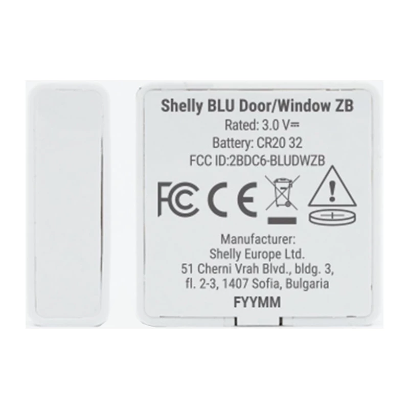 Shelly BLU Door/Window ZB Zigbee Bluetooth durvju/logu sensors balts