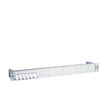 METZ CONNECT BTR E-DAT Moduļu Sadales Panelis - 24 Porti - Cat.6A - Ekranēts - 1U - Gaiši Pelēks (RAL 7035) - 130920-00-E