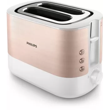 Philips Viva Collection HD2638/11 Toaster 2 Slice 950 W Rose Gold, White