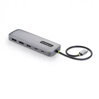StarTech.com 189B-USBC-MULTIPORT USB-C to Dual DisplayPort Multiport Hub - 2x DP 1.4, 4K 60Hz, USB-A 3.0, Gigabit Ethernet, 100W PD Pass-Through