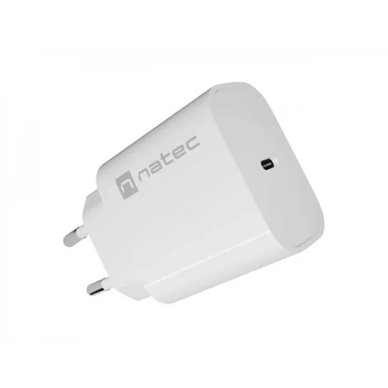 NATEC Ribera sienas lādētājs 1x USB-C 20W Balts