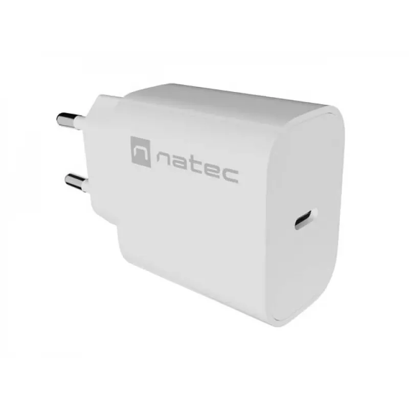NATEC Ribera sienas lādētājs 1x USB-C 20W Balts