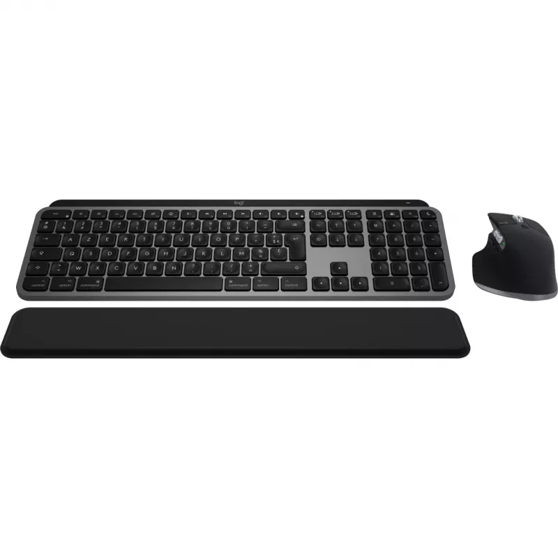 Logitech Master Series MX Keys S Combo for Mac - bezvadu tastatūras un peles komplekts - pilna izmēra - ar fona apgaismojumu - AZERTY franču - Space Gray (920-012841)
