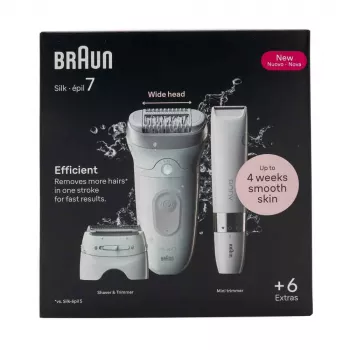 Braun Silk-épil 7 7-441 Epilators - Sudrabs/Balts - 40 pincetes - MicroGrip - 0,5 mm - Uzlādējams - Iebūvēts akumulators