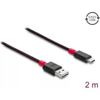 Delock EASY-USB 2.0 kabelis Type-A vīriešu uz USB Type-C vīriešu 2 m Melns