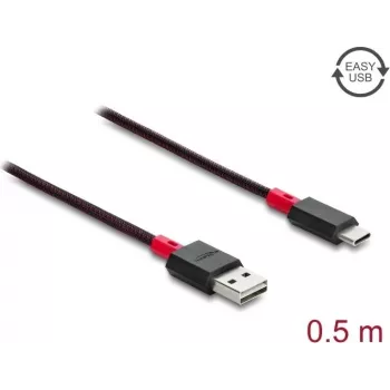 Delock EASY-USB 2.0 kabelis USB Type-A vīriešu uz USB Type-C vīriešu 0,5 m Melns (81541)