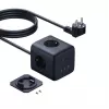 Baseus EnerFill FA11 67W sadalītājs kubā, 3x EU ligzdas, 1x USB-C, 1x USB-A, 1,5 m, melns