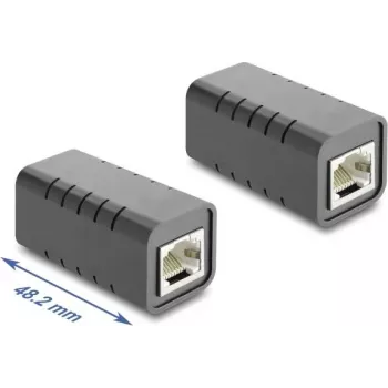 Delock RJ45 Savienotājs Sievišķais–Sievišķais Cat.6A Ekranēts Melns