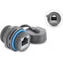 Delock RJ45 Female to RJ45 Female Cable Connector Cat.6A with M23.5 x 1,5 mm Thread and Protective Cap IP68 Dustproof and Waterproof Grey (87157)