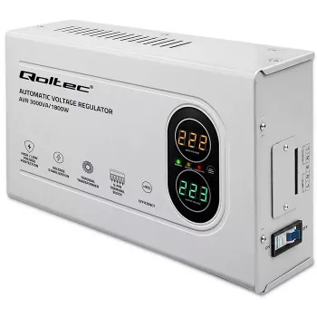Qoltec Automātiskais sprieguma regulators AVR 3000VA 1800W Kompakts toroidālais transformators