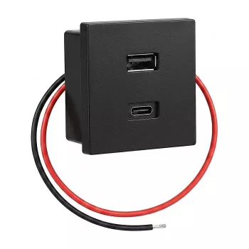 Shelly USB Charger Black - Flush-Mount USB-A lādētājs viedajai mājai