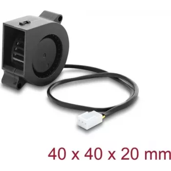 Delock Radial Blower Fan 12 V DC 40 x 40 x 20 mm ar 3-Pin savienotāju, Melns (67489)