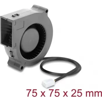 Delock Radiālais ventilators / Pūtējventilators 12 V DC 75 x 75 x 25 mm ar 3-pin savienotāju, Melns (67494)