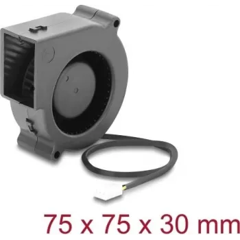 Delock Radial Blower Fan 12 V DC 75 x 75 x 30 mm ar 3-Pin savienotāju, Melns (67495)