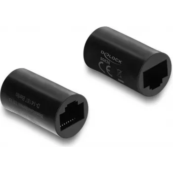 Delock RJ45 sievišķais-sievišķais savienotājs Cat.6 cilindrisks melns (90836)