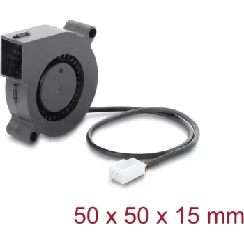 Delock Radial Fan / Blower Fan 12 V DC 50 x 50 x 15 mm ar 3-Pin savienotāju, Melns (67490)